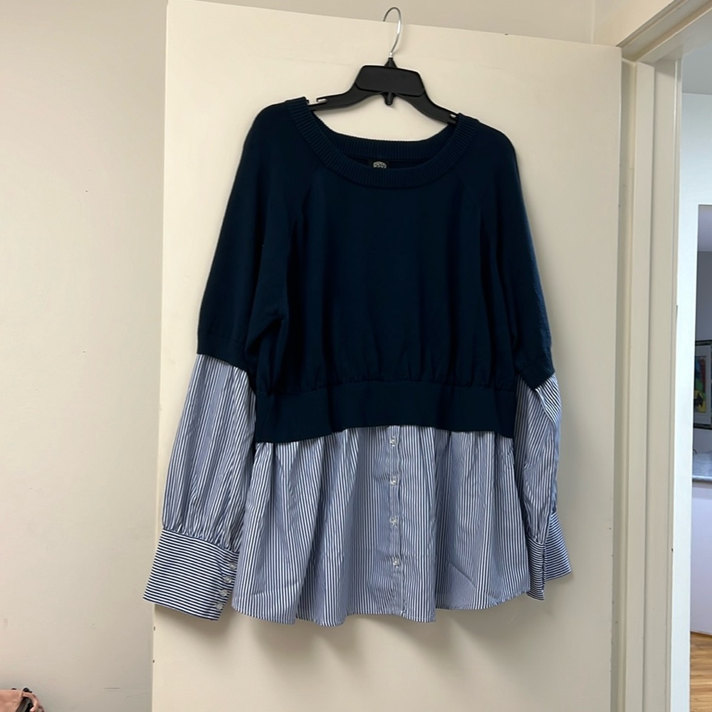 Beautiful sweater with attached shirt details